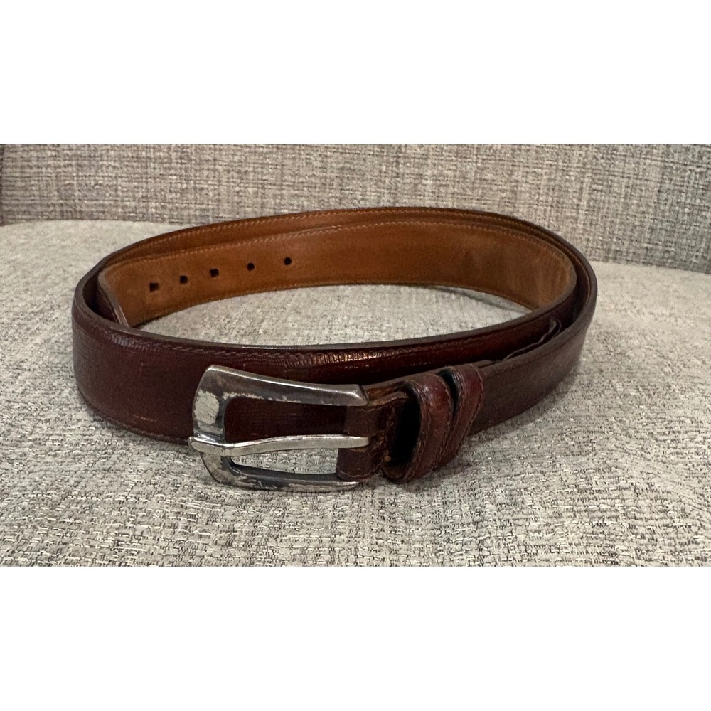 Trafalgar Men's 36 Genuine Burma Lizard Leather Belt Brown USA Made